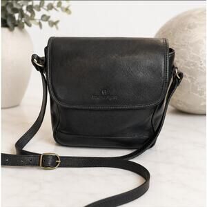 Etienne Aigner Black Leather Saddle Handbag Crossbody Shoulder Bag Vintage EUC
